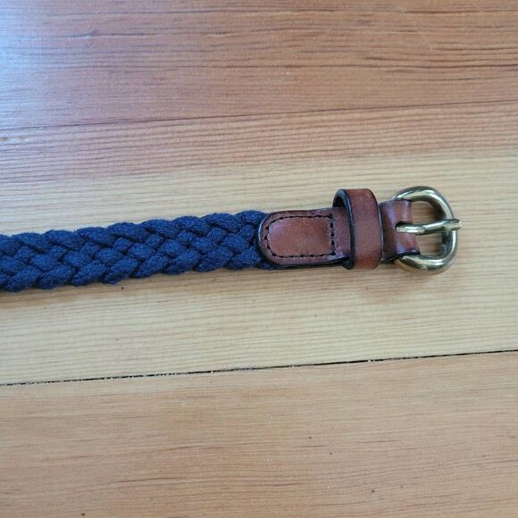 j crew navy blue braided belt preppy coastal nautical academia office - Picture 2 of 7